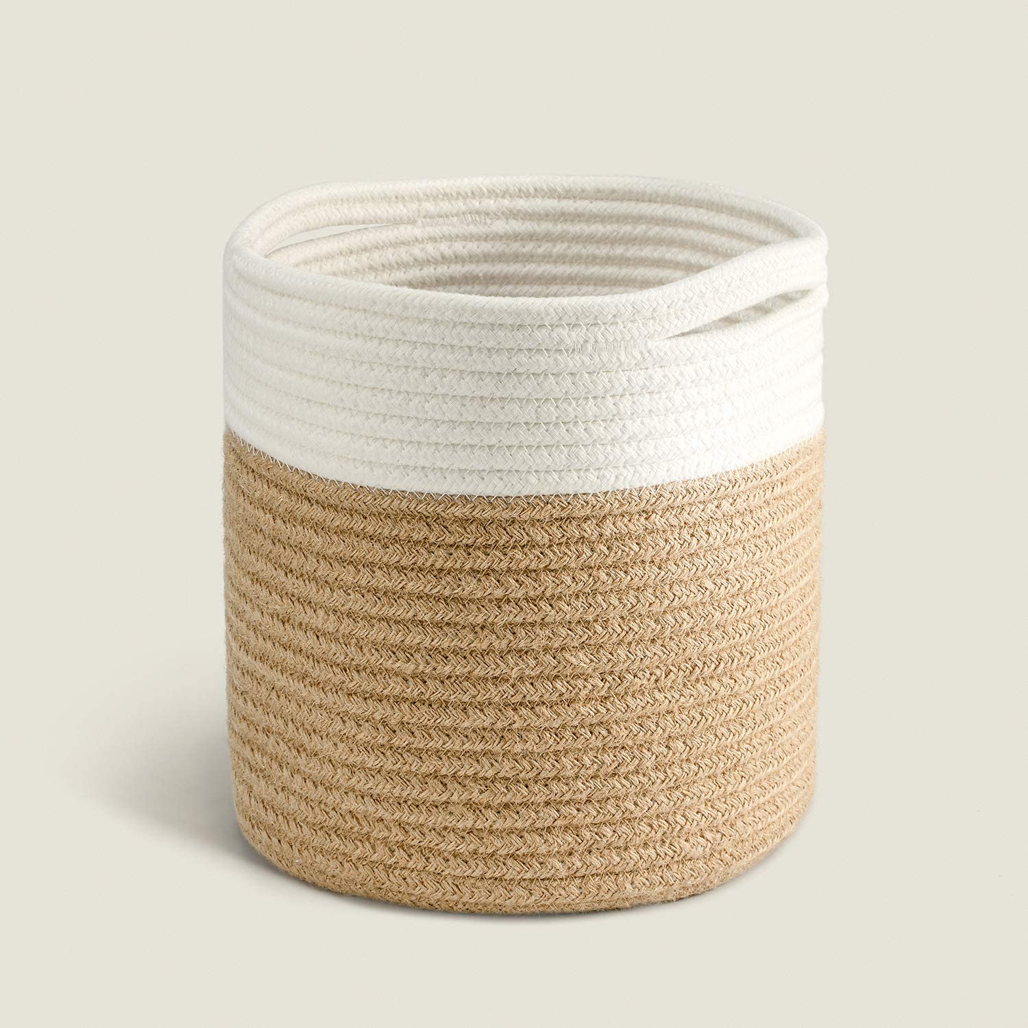 Jute Rope Plant Basket Storage Organiser White Natural