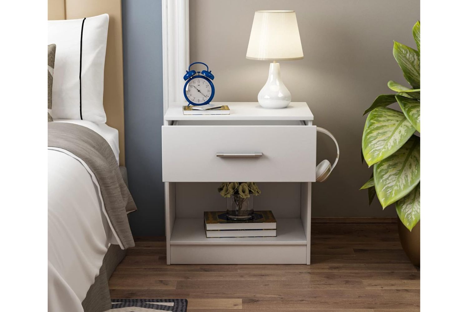 AVA 1 Drawer White Gloss Bedside Table