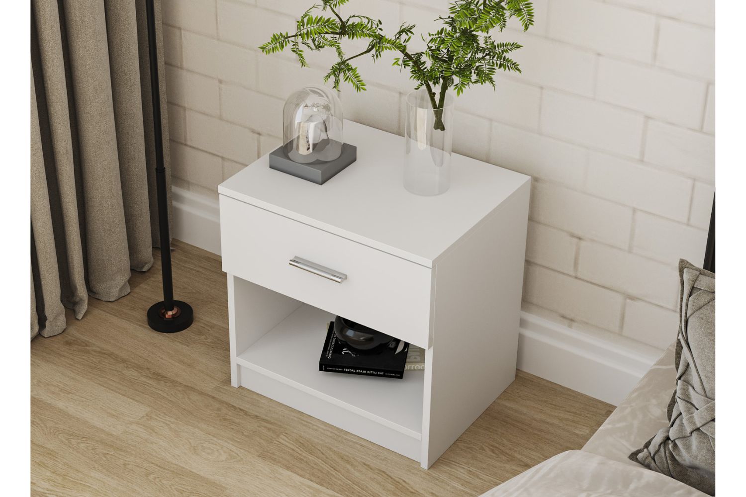 Ava Drawer White Gloss Bedside Table