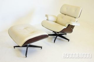 Picture of EAMES Lounge Chair Replica *Italian Leather -  White Color