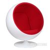 Picture of REPLICA Fiber Glass & Cashmere BALL Chair (White Shell with Red Cashmere Interior)