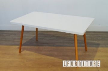 Picture of MADRID White Gloss Dining Table with Beech Legs