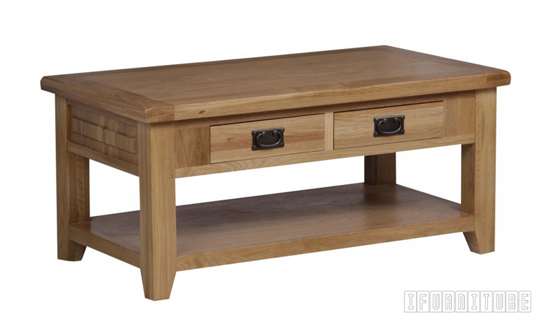 RIVERLAND Solid OAK Coffee Table with 2 Drawers
