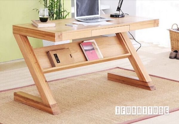 Zest Z Shape Writing Desk Solid Oak