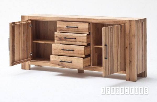 Picture of CARDIFF 206 Sideboard*Solid European Wild Oak & Made in Europe - WILDEICHE (WILD OAK, light Color)