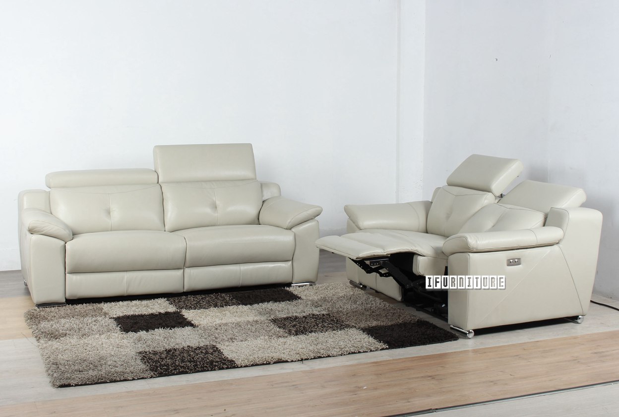 CHELSEA Electrical Recliner 100 Genuine Leather Lounge Suite *Beige