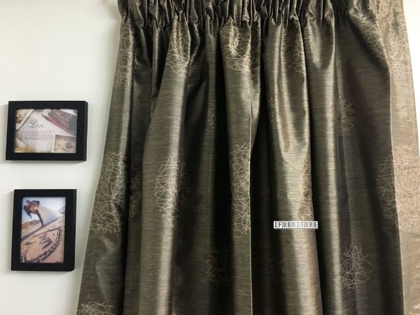 100% Block Out Floral Brown Readymade Curtain *8 sizes
