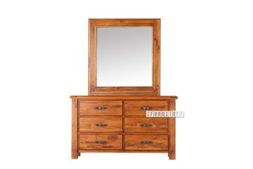 Picture of FOUNDATION 6-Drawer Dresser with Mirror (Rustic Pine)