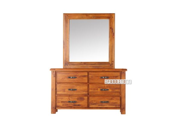 Picture of FOUNDATION 6-Drawer Dresser with Mirror (Rustic Pine)