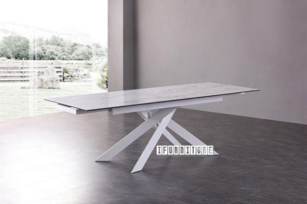 Picture of VOLAKAS 160-240 Extension Ceramic Marble Dining Table (White)