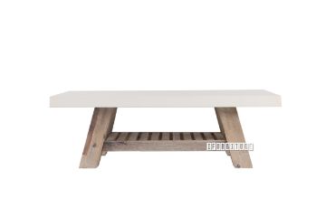 Picture of ANTON White Concrete on Solid Acacia Wood Coffee Table