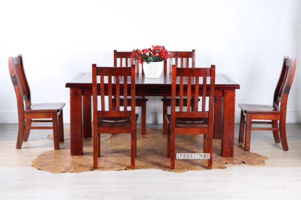 Jamaica 1 8m Rustic 7pcs Dining Set Solid Pine