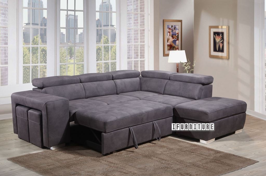 sofa bed with 2 ottomans