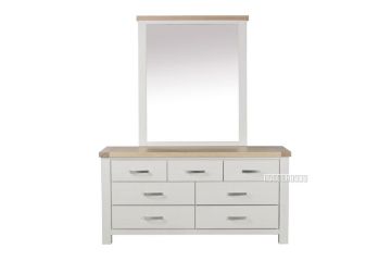 Picture of SICILY 7-Drawer Dresser with Mirror (Solid Wood with Ash Top)