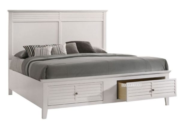 Harbor Queen Size Bed With Storage * White