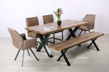 Picture of GALLOP Dining Set - 4 Dining Chairs (With Arms) +1 Dining Bench + 1 Dining Table