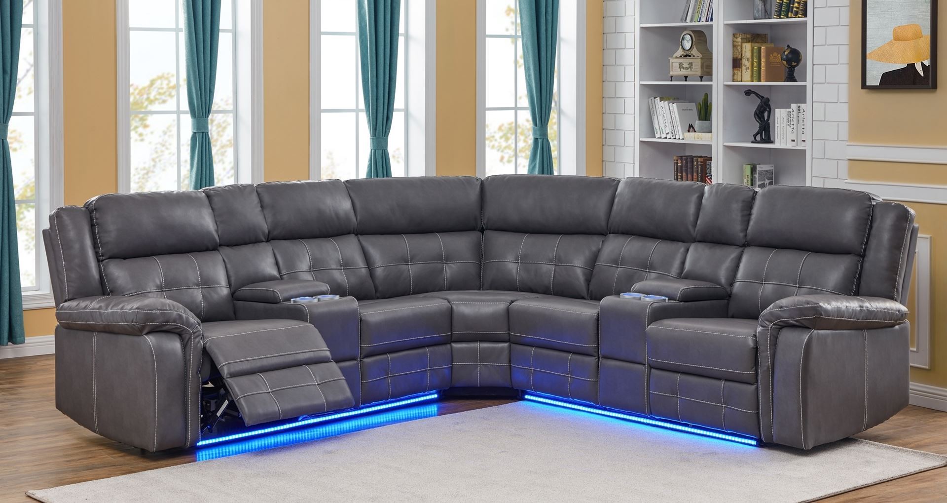 COBALT POWER/MANUAL RECLINING SECTIONAL SOFA WITH LED LIGHTS *ELEPHANT GREY