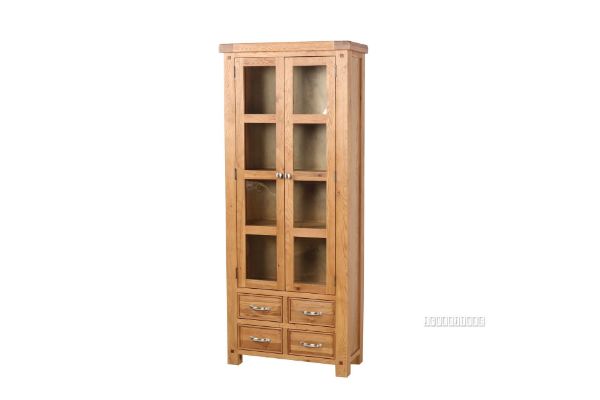 Picture of WESTMINSTER 187cmx78cm Solid Oak 2-Door 4-Drawer Display Cabinet