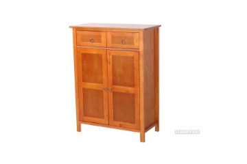 Picture of METRO 2 Door 2 Drawer Solid Pine Wood Shoe Cabinet (Caramel)