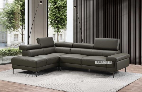 Claudia Genuine Leather Sectional Sofa (Forest Green)
