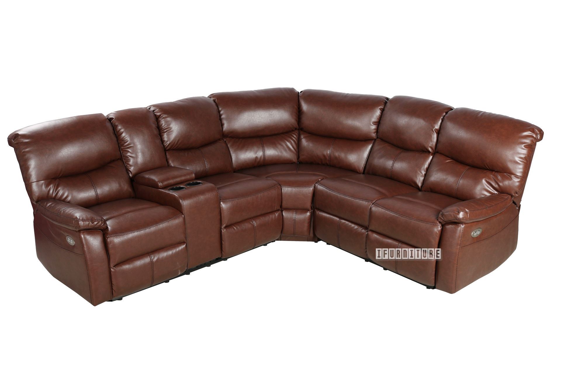 HARNEY POWER/MANUAL RECLINING SECTIONAL SOFA *Brown