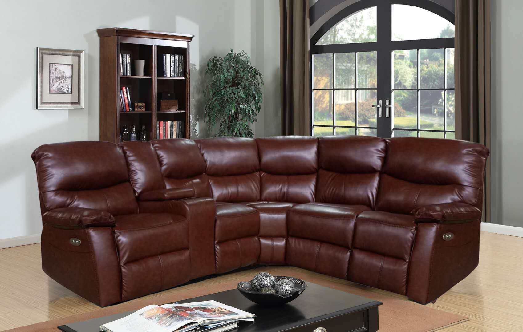 HARNEY POWER/MANUAL RECLINING SECTIONAL SOFA *Brown