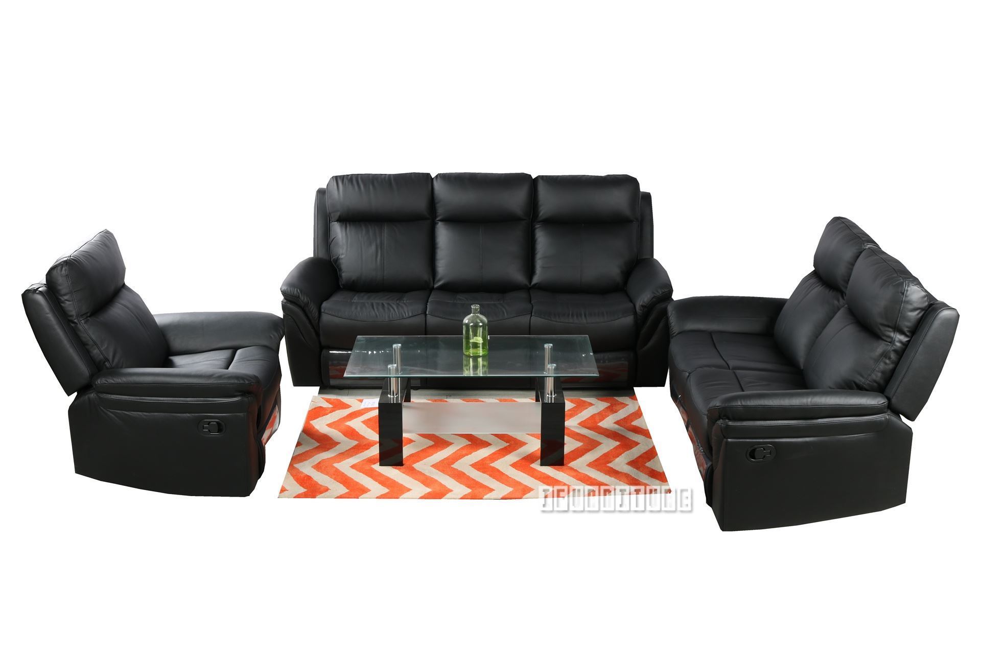 charcoal genuine leather reclining sofa