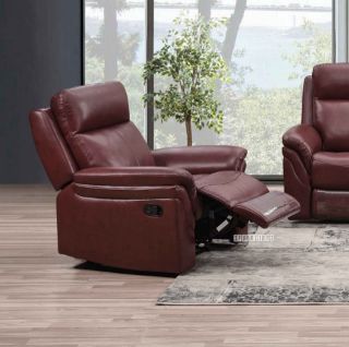 Picture of Breville Genuine Leather Single Recliner (R)  *Wine Red