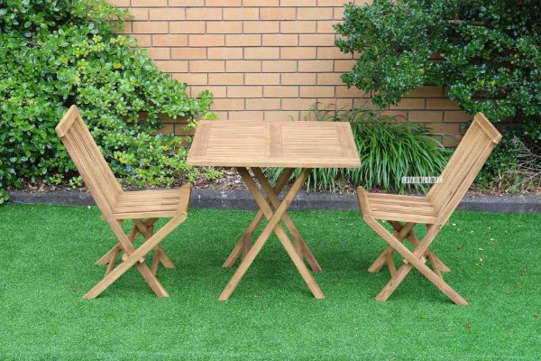 Picture of BALI Solid Teak - D80 Square Table with 2 Chairs