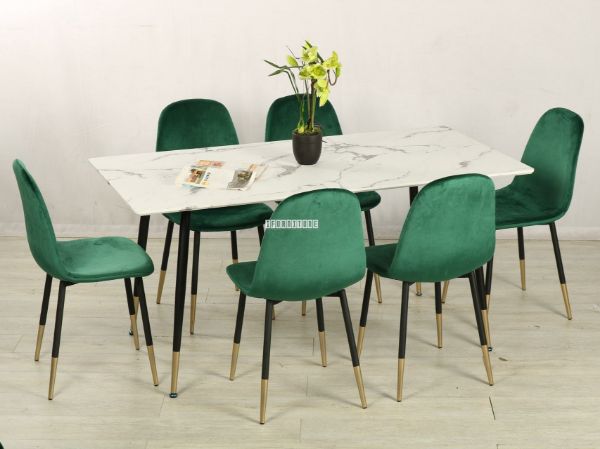 Picture of BIJOK 160 7PC Dining Set (White Marble Finishing)