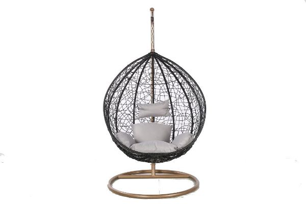 Picture of ALBURY Outdoor Rattan Hanging Egg Chair (Black)
