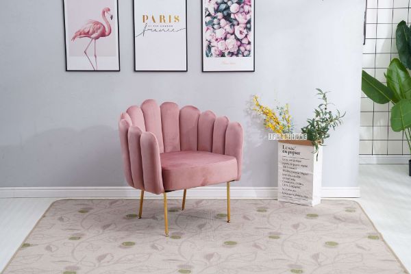 Picture of LISTON Curved Flared Accent Chair *Pink Velvet