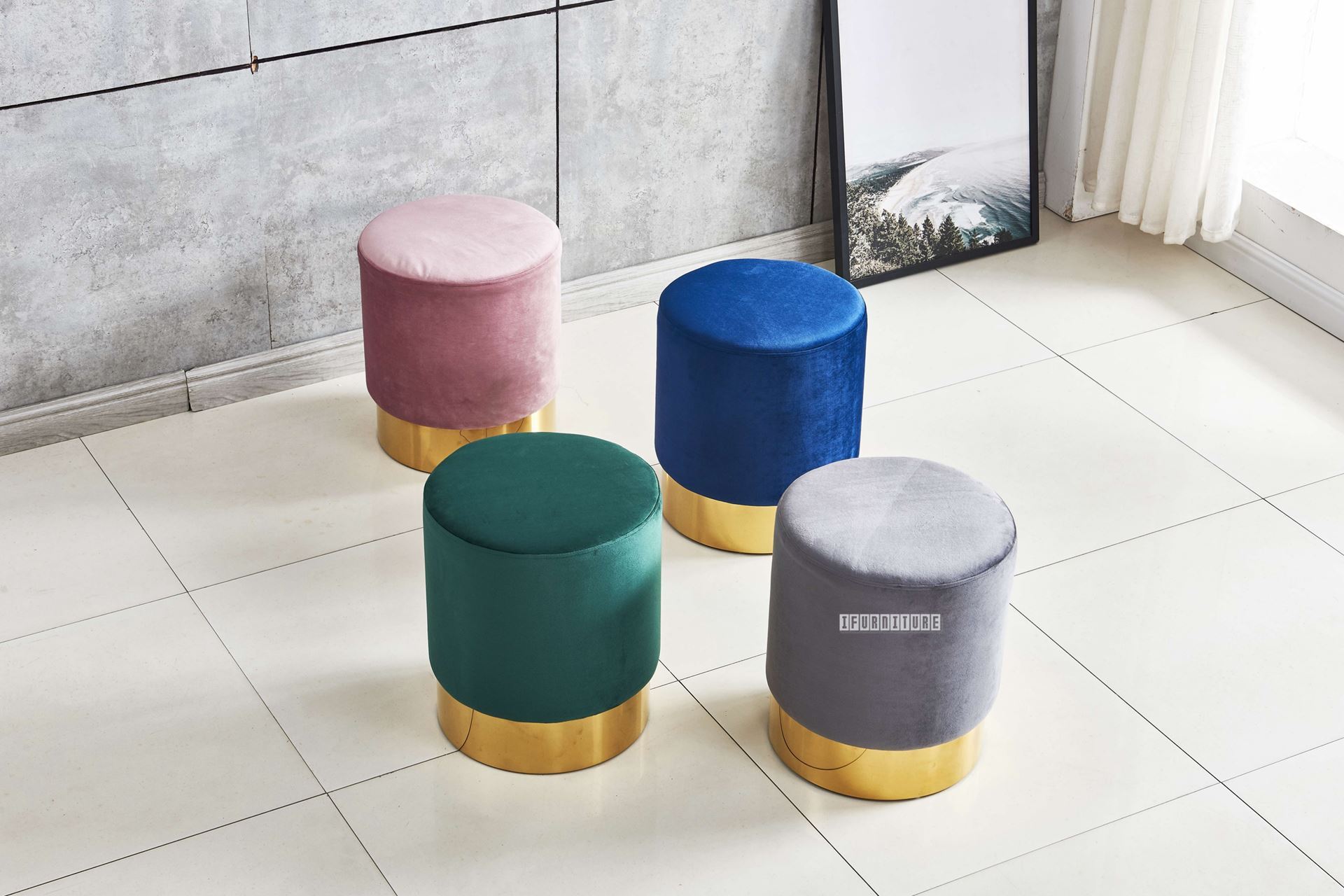 VERSA Small Footstool (Pink/Grey/Green)