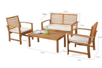 Picture of WATFORD 4PC Solid Acacia Wood Outdoor Lounge Sofa Set