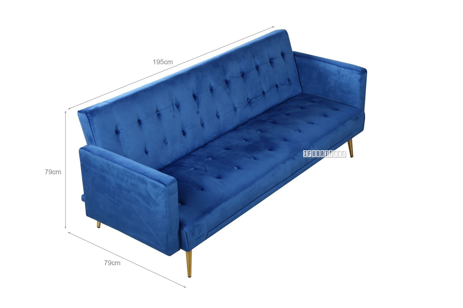 SOBER 3 Seater Sofa Bed *Blue Velvet