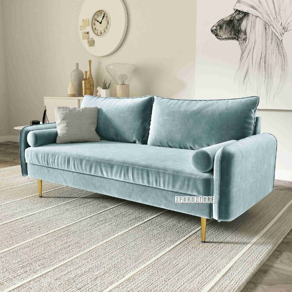 Henry 3 Seat Sofa Light Greyish Cyan Velvet