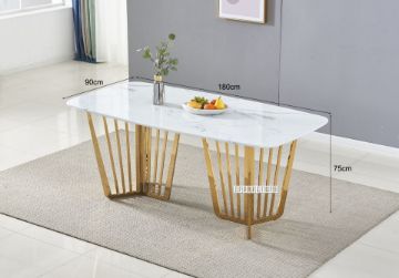 Picture of MARBELLO 180 Marble Top Stainless Steel Dining Table (Gold)