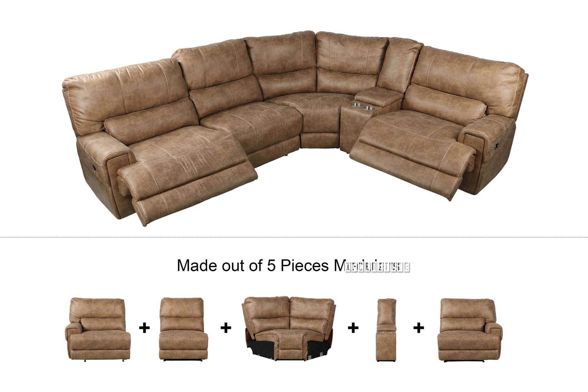 STARC Modular Power Recliner Sectional Sofa with Console (Air Leather
