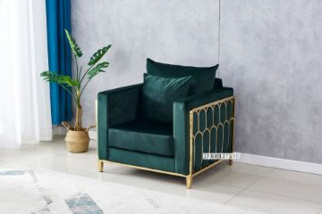 Picture of PARMA Stainless Steel Frame Velvet Armchair (Green)
