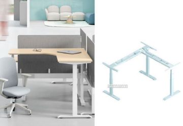 Picture of UP1 L-SHAPE Adjustable Height Desk (Oak Top White Frame) - 695-1185mm (150 Top)