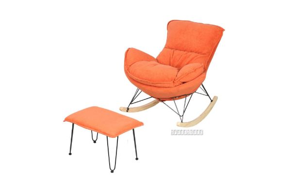 Picture of LOBSTER Fabric Rocking Chair With Footstool *Salamander Orange