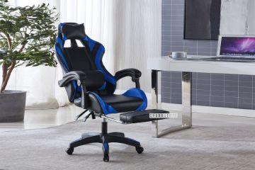 Picture of IRONMAN PLUS 0302F Reclining Gaming Office Chair with Footrest *Blue