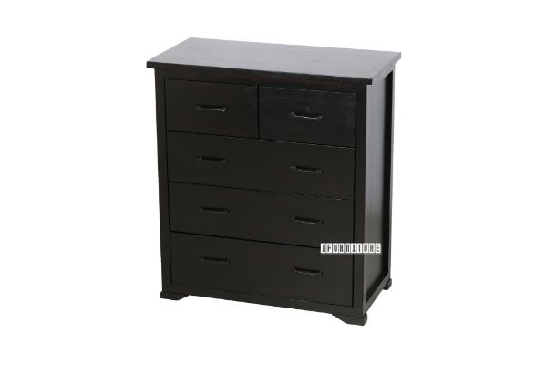 Picture of SYDNEY 5-Drawer Solid Pine Tallboy (Dark Chocolate)