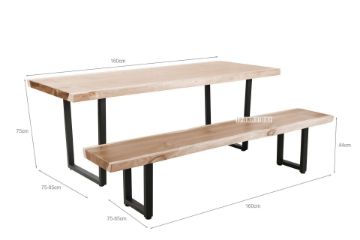 Picture of TASMAN Solid NZ Pine Wood 1.6M/1.8M/2.0M/2.4M 3PC Dining Set (Live Edge)