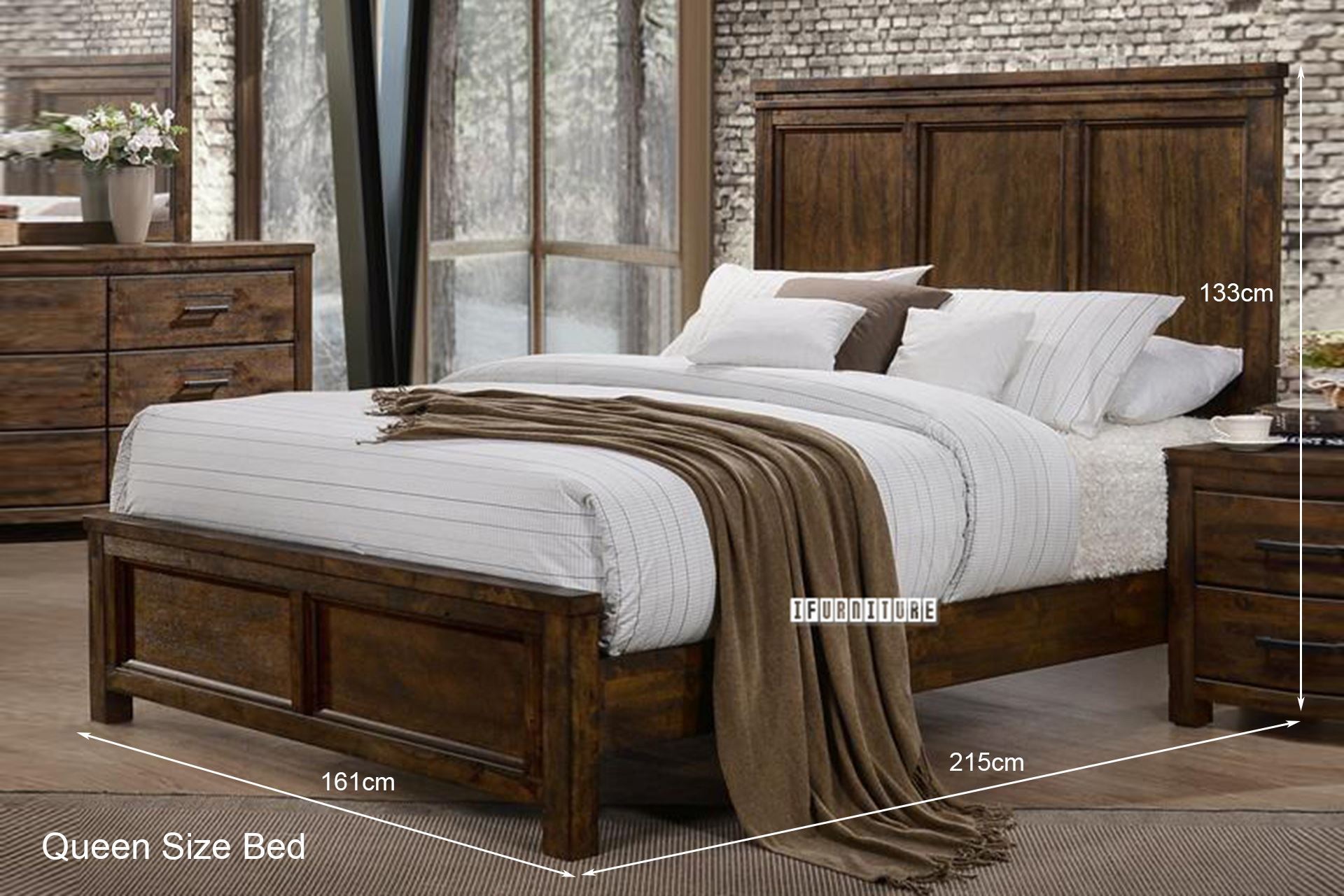 VENTURA Solid Oak Wood Bed Frame in Queen/Super King Size