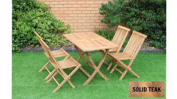 Picture of BALI Solid Teak Wood 5PC Outdoor Dining Set (Foldable Table)