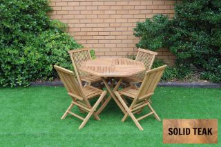 Picture of BALI Solid Teak D100 Octangle Table - 5PC Dining Set