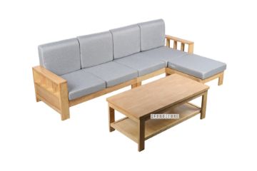 Picture of BOLEY Rubber Wood Sectional Sofa With Coffee Table *Beech and Grey