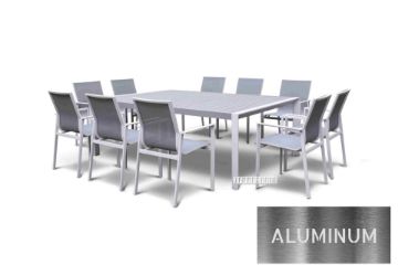 Picture of CARDIFF 220x150 11PC Outdoor Aluminum Dining Set (White and Grey)