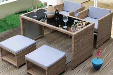 Picture of ARIES 5PC Space-Saver Outdoor Dining Wicker Set 